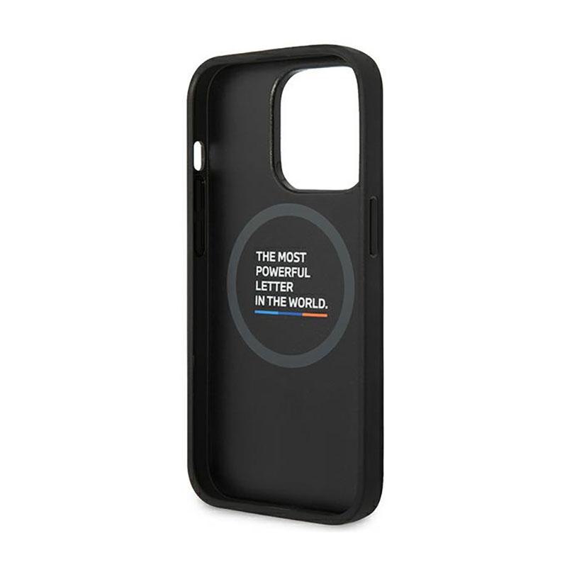 Bmw Leather Hot Stamp Tricolor Magsafe - Etui Iphone 14 Pro (Czarny)