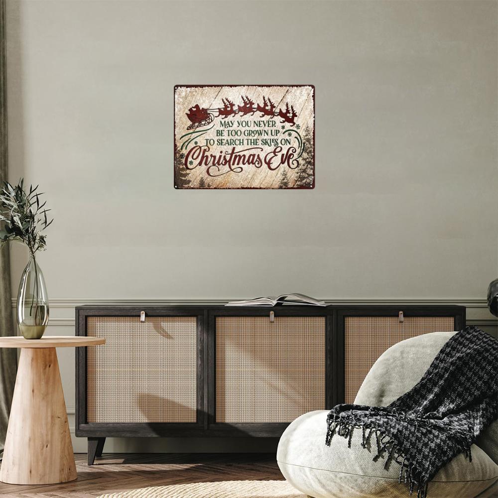 Vintage Christmas Eve Tin Sign "May You Never Be Too Big To Explore the Sky" Vintage Metal Wall Decor for Home, Hotel, Cafe