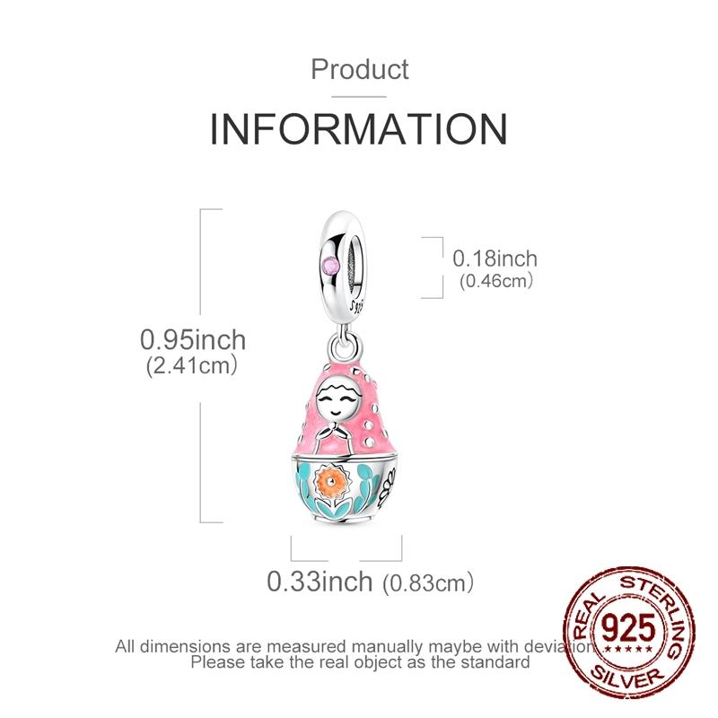 Russian Nesting Doll Charms Pink Little Girl Openable Dangle Pendants Fit Bangle Bracelet Necklace Diy Jewelry