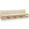4-seater Garden Sofa with Cushions Solid Pine Wood
