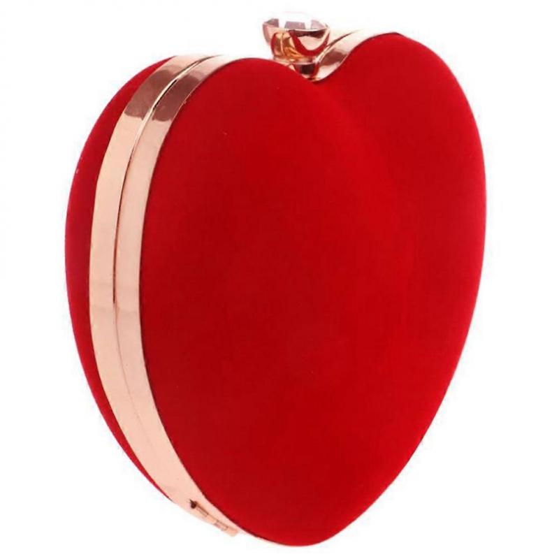 Elegant Heart Shaped Evening Handbag for Wedding Party Women 1Set Red