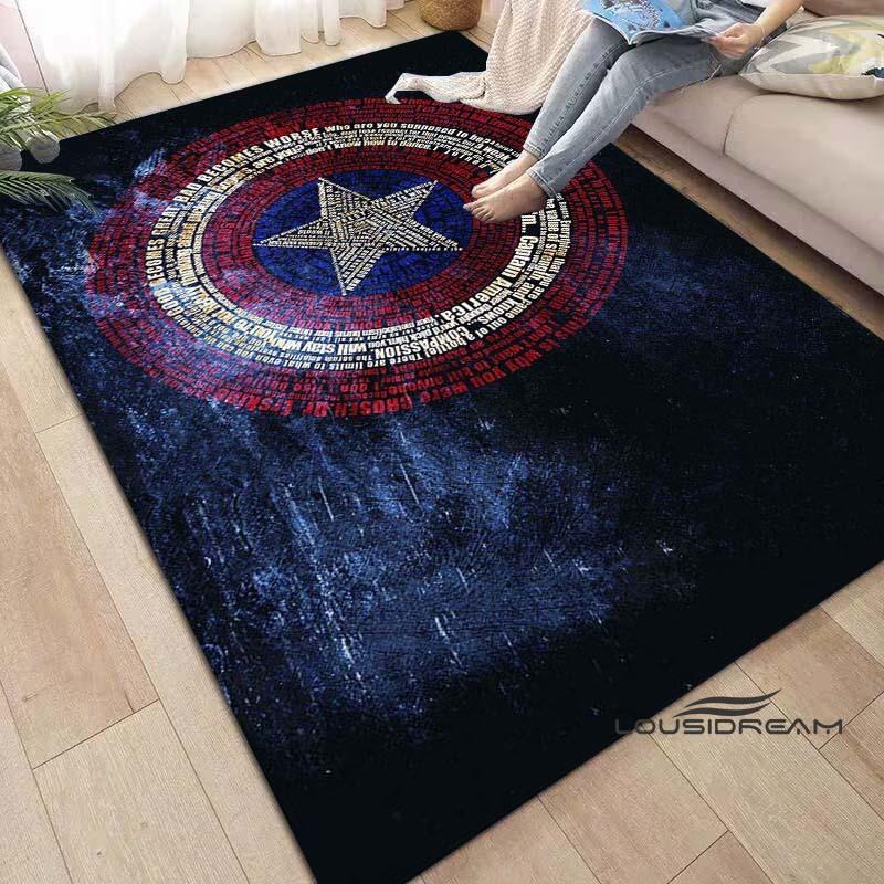 Captain America Cartoon-Themed Rug — Living Room Home Décor, Bedroom, Sofa & Doormat Accent, Children's Rug, Non-Slip Mat