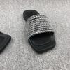Summer New Women's Shoes Open-toed Flat-bottomed Rhinestone Strips Wear One-word Drag Simple Cool Slippers Women