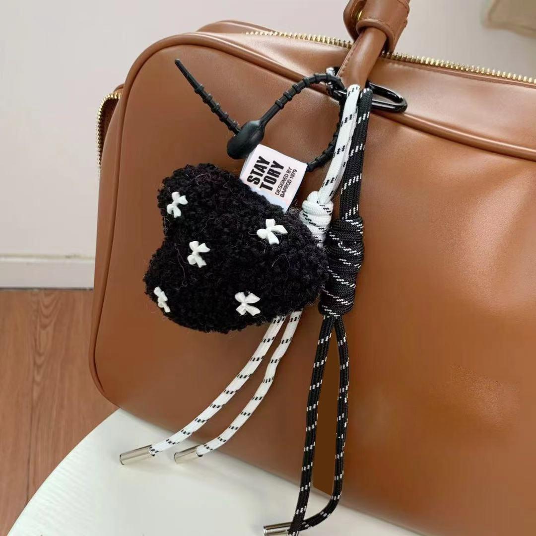 

Yogodlns New Cartoon Bow Love Bag Pendant For Women Couple Artificial Lamb Down Handbag Hanging Gift Decoration Accessories style 2