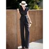 Lanse'er Elegant Scarf Tie Top & Wide-Leg Pants Set