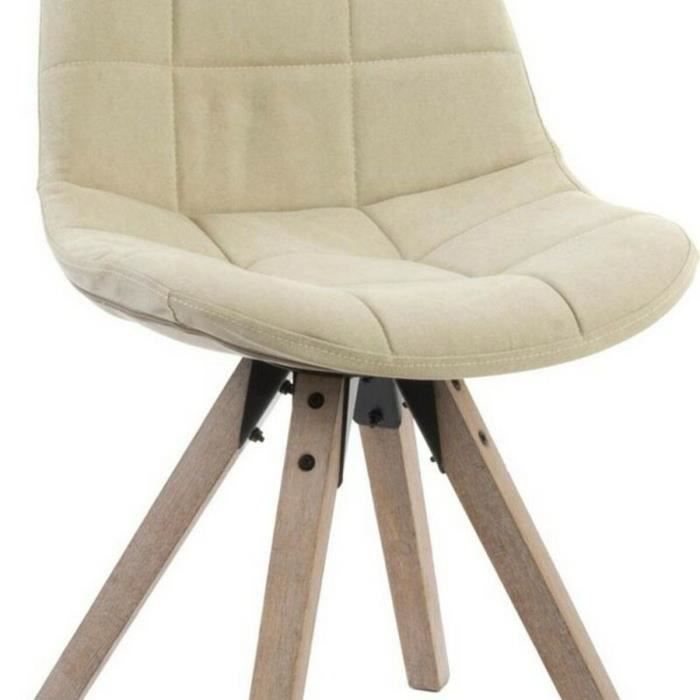 Chaise de salle à manger polyester coton bois (47 x 55 x 85 cm) - Couleur:BEIGE
