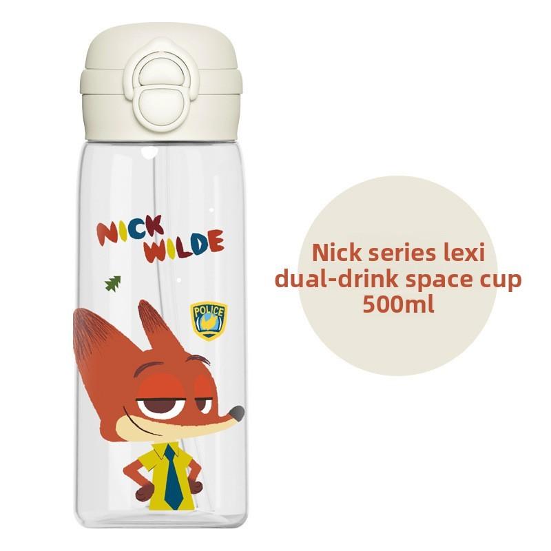 Zootopia Nick And Judy Plastic Straw Cup With Tritan Material For Kids