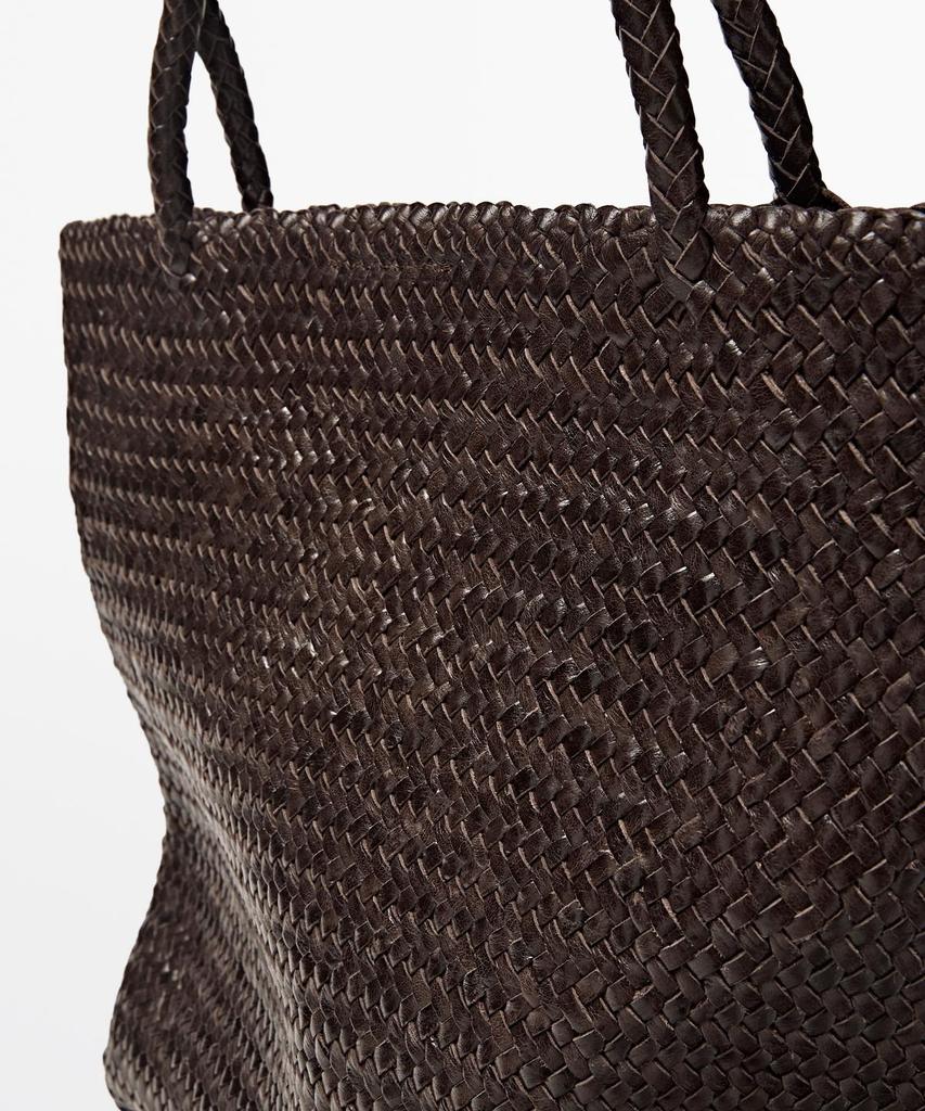 Massimo Dutti Medium Napa Leather Weaving Tote Bag