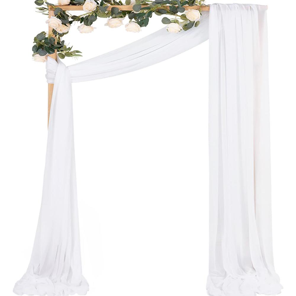 6/10M Chiffon Fabric Drapes for Wedding Arch Ceremony Reception Decorations Sheer Fabric Curtains for Party Stage Bridal Shower