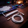 Mechanical Keyboard Coiled Cable USB Type C Aviator Aviation Connector Nylon Braided Spring Cord for Gaming PC 3M Length