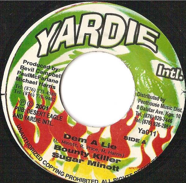 

7inch Record BOUNTY KILLE R SUGAR MINOTT Dem A Lie NONE 2001 Jamaica Reggae Ska Dub Used