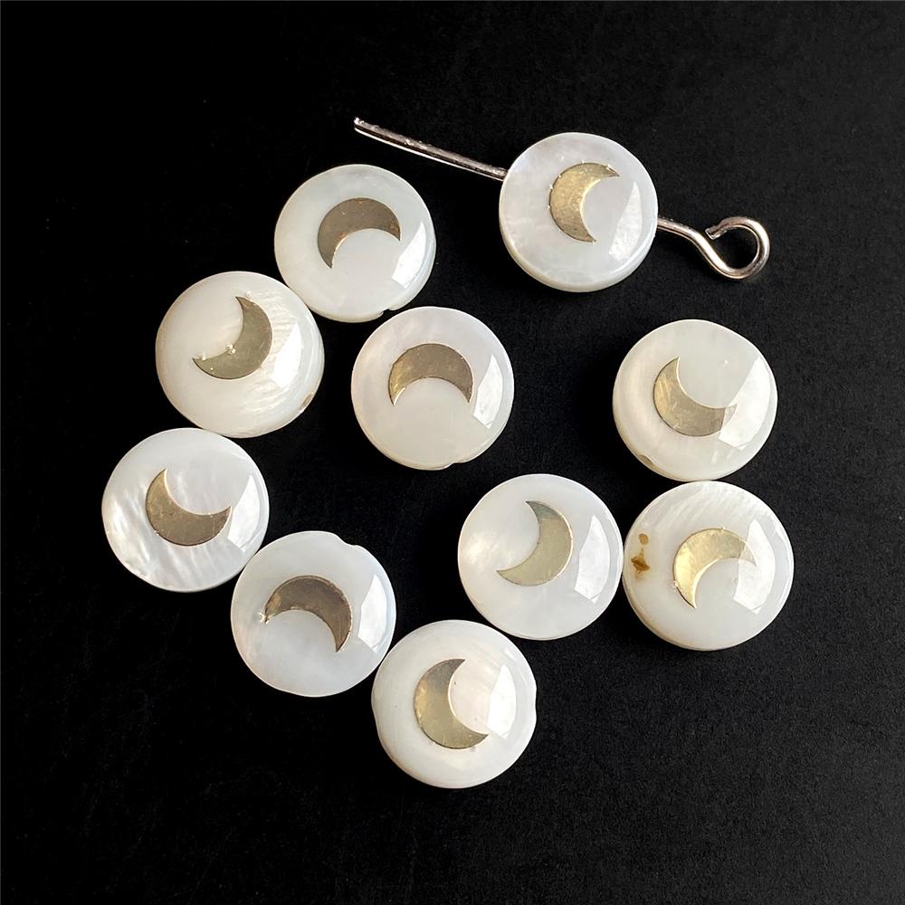 Shell Bronzing Moon Star Hearts Bead Charm Round White Freshwater Pearl of Shell Bead for Jewelry Making Diy Necklace Accessory