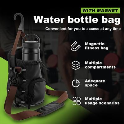 Magnetic Gym Sling Bag W/ Bottle Holder Gym Crossbody Bag Gym Bottle Carrier Bag for Men Women Gym Accessories Organizer