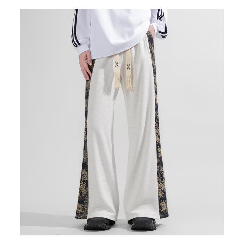 

Мужские эластичные карманы, высокая посадка, модные, универсальные, свободные, с принтом, на кулиске, повседневные свободные брюки S серый