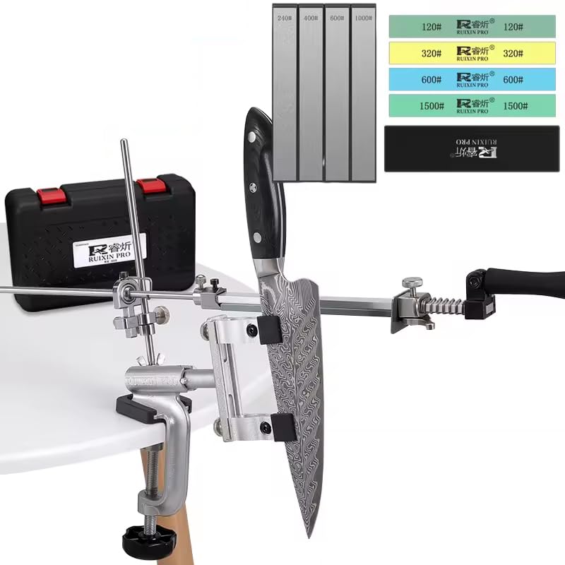 zmart Pro RX009 Knife Sharpener Fixed Angle Grinding Diamond Ceramic Kitchen Sharpening Rough Medium Finishing Adjustable Grinding Honing Stainless
