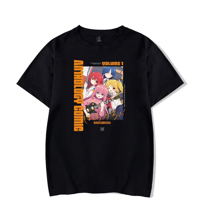 Anime Tshirt Bocchi the Rock Print Commemorative Shirt Round Neck Short Sleeve Summer Tees Lightweight Soft Comfortable Unisex