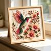 Hummingbird Bead Embroidery Kit, DIY Pearl Art Painting, with Crystal Beads Floral Designs Craft, for Adults Beginners
