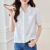 Sommer Baumwolle Revers Kurzarm Top Damen Dünn Altersreduzierend Pendler Vielseitiges Top