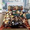 Anime Attack on Titan 3D-Druck-Bettwäscheset, Einzelbett, Doppelbett, Queensize-Bett, Kingsize-Bett, Bettset für Erwachsene und Kinder, Schlafzimmer, Bettwäsche, Geschenk