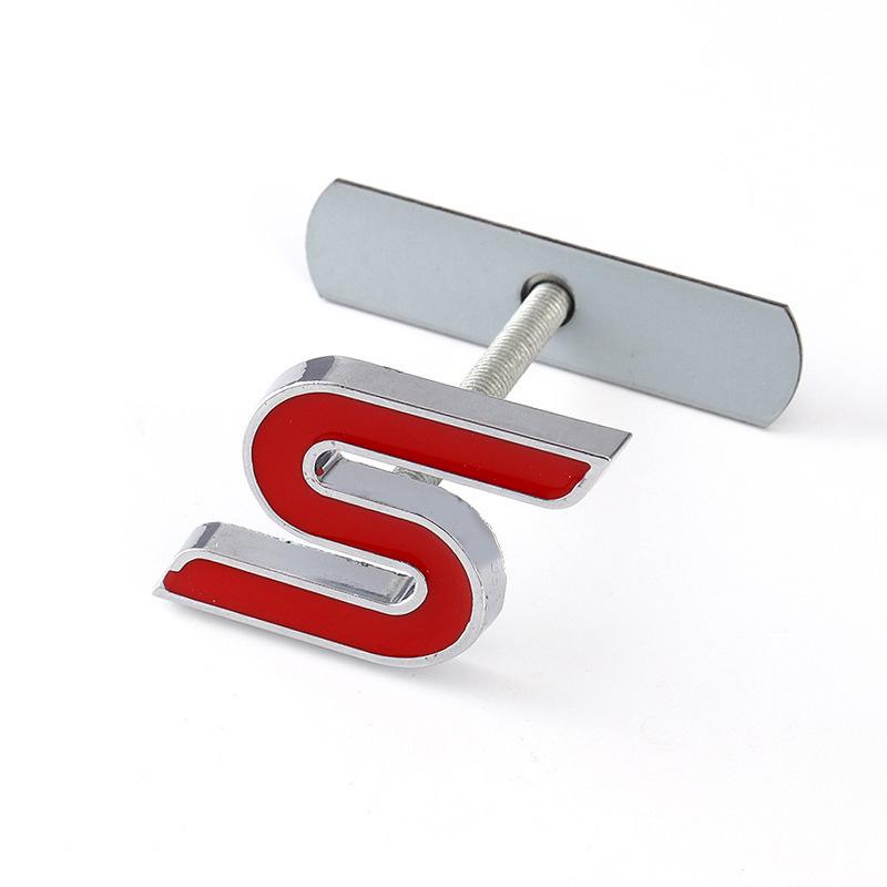 "S" Logo Car Emblem for Ford Mondeo, Focus, Fiesta & Other Modified Sport Models features a metal "S" design.