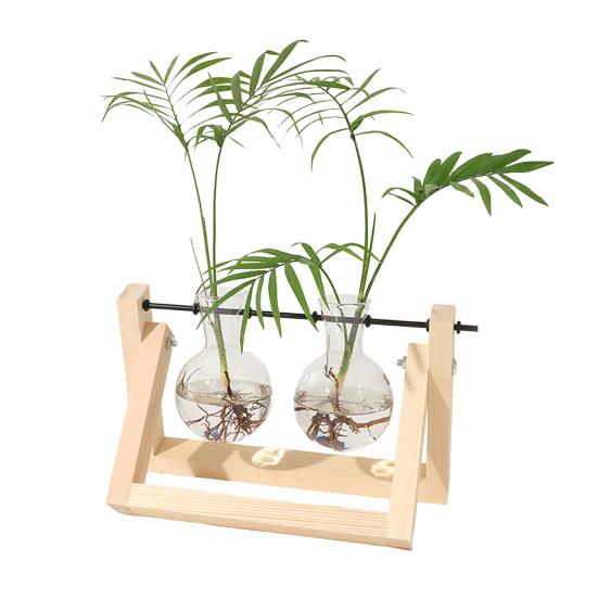 Yousheng 1/2/3Pcs Plant Terrarium with Wooden Stand Transparent Glass Bulb Vase Table Centerpiece Hydroponic Flower Holder Plants Container Decoration