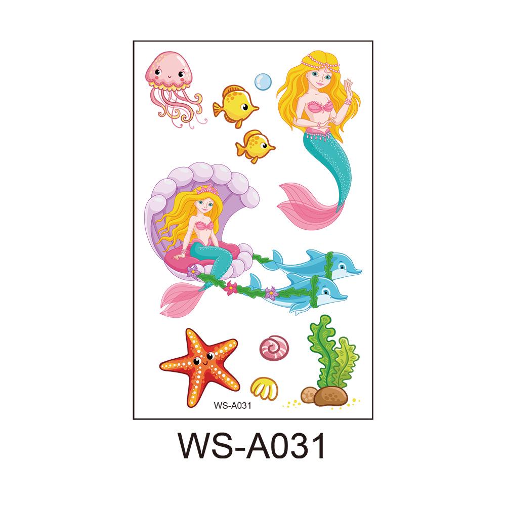 Waterproof Cartoon Princess Tattoo Set - Mermaid Theme for Kids