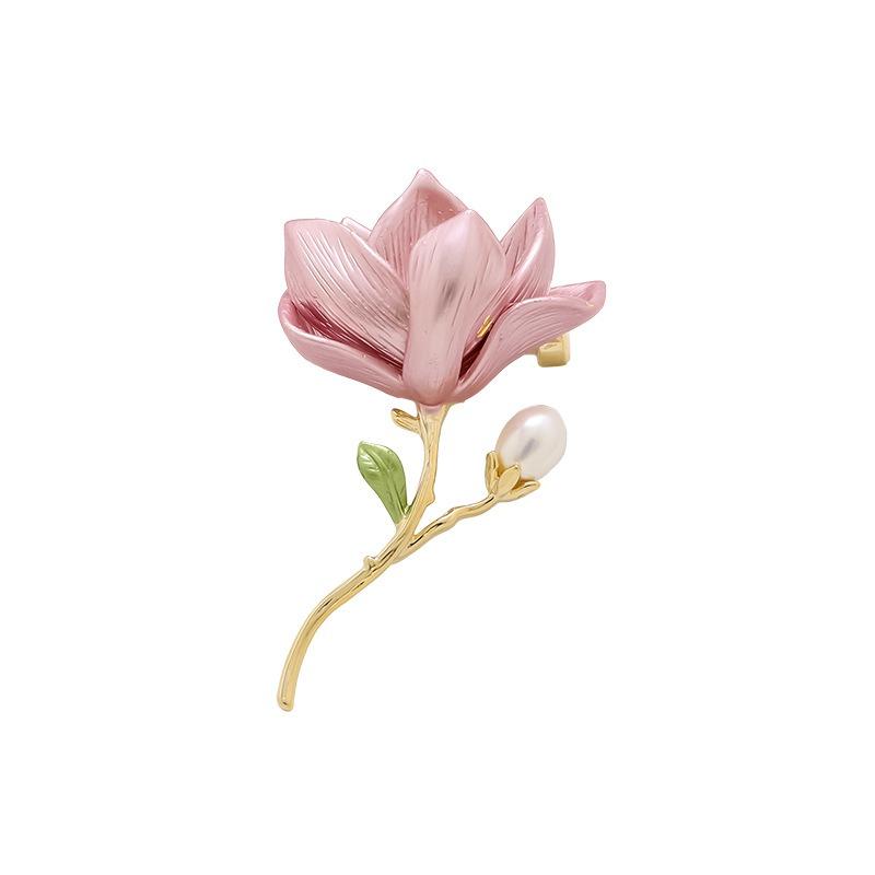 Elegante und zarte Magnolienblütenbrosche, hochwertige und modische Brosche mit einem Hauch von Raffinesse