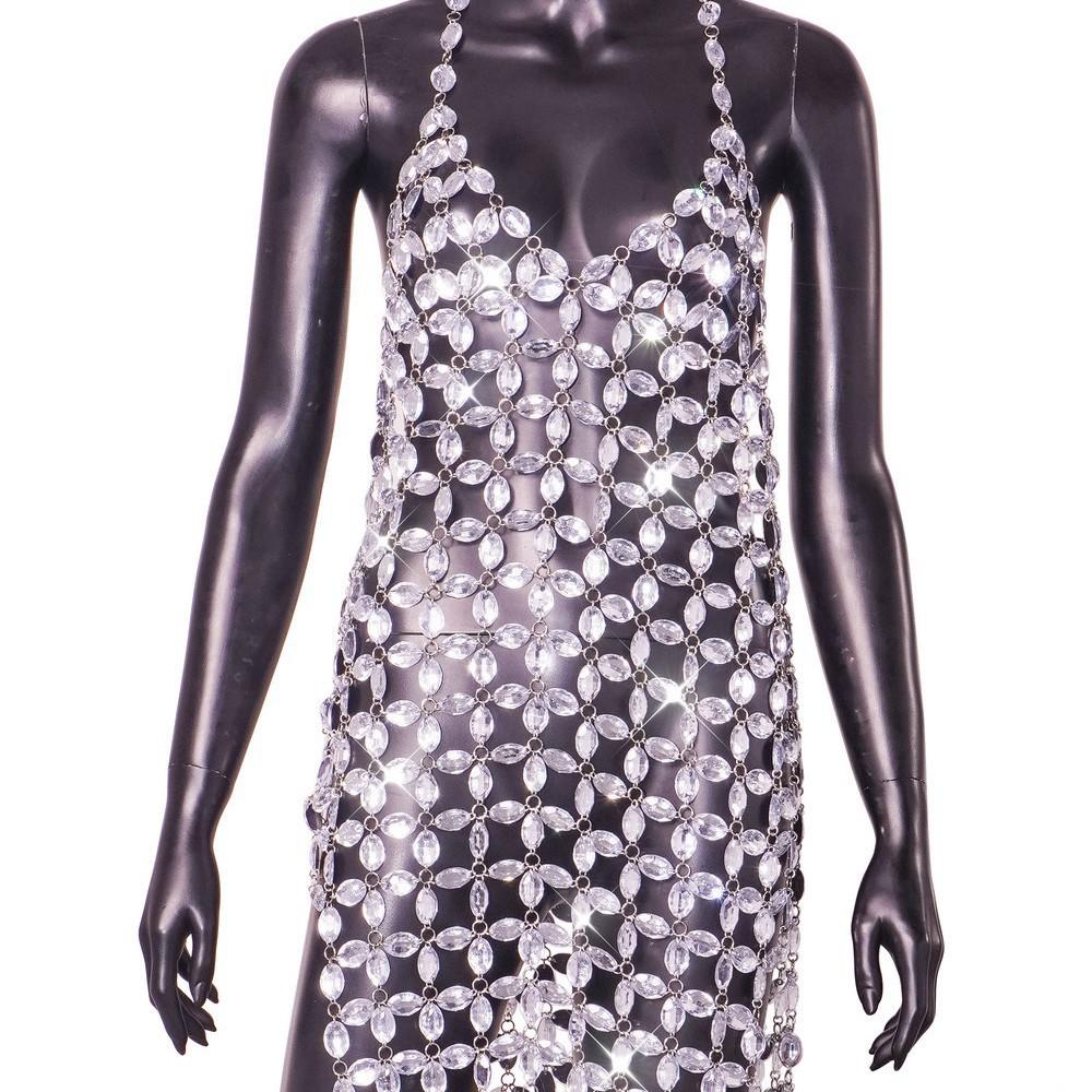 New Summer Fashion Sexy Mirror Flash Backless Women's Dress X Sex Clothes
