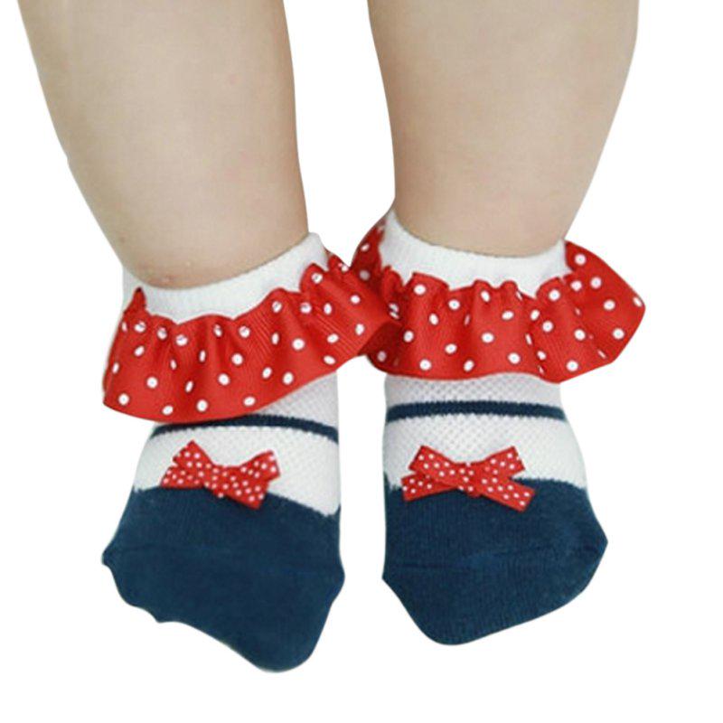 Søte småbarn babysokker Dots Princess Lace bomullssokker