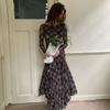 French Sexy Lazy Style Plaid Long-sleeved Dress Women's Autumn New Temperament Waist and Thin Elegant Medium and Long Dress