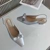 Bow Bead Women High Heels Sandals Pointed Toe Shoes Slippers Slingback 2025 Summer Sexy Pumps Trend Dress Chunky Sandalias Mujer