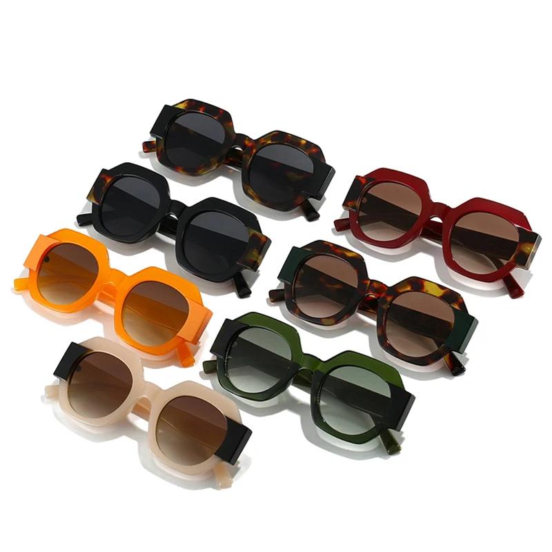  Fashion Polygon Square Double Color Women Sunglasses Vintage Orange Gradient Shades UV400 Men Punk Sun Glasses