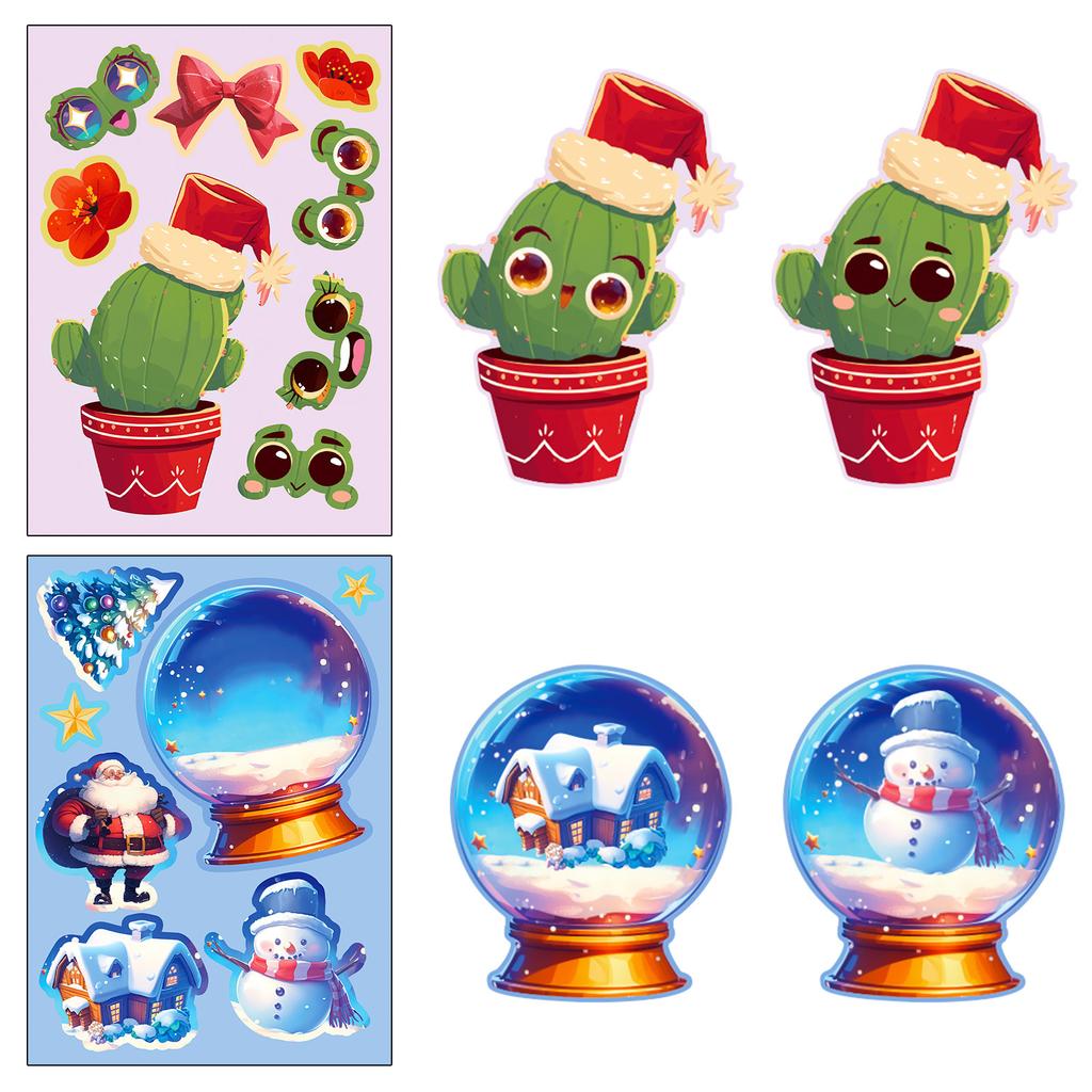 6 Christmas Magic Series Face Changing Stickers Snowflake Crystal Ball Puzzle Sticker Decoration D