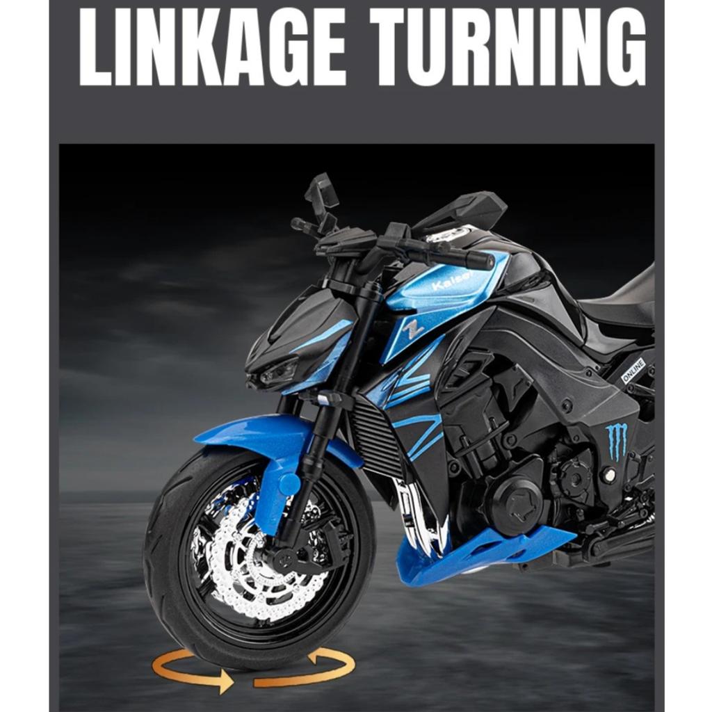 1/12 Scale Kawasaki Z1000 Street Cars Motorcycle Diecast Model Car Alloy Metal Shock Absorption Sound Light Simulation Motors for Boys