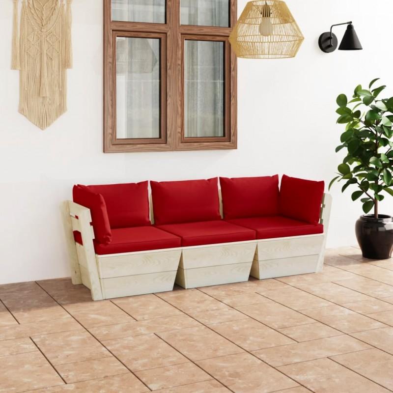 Day and Night - Day and Night 3-seater Garden Pallet Sofa with Fir Wood Cushions