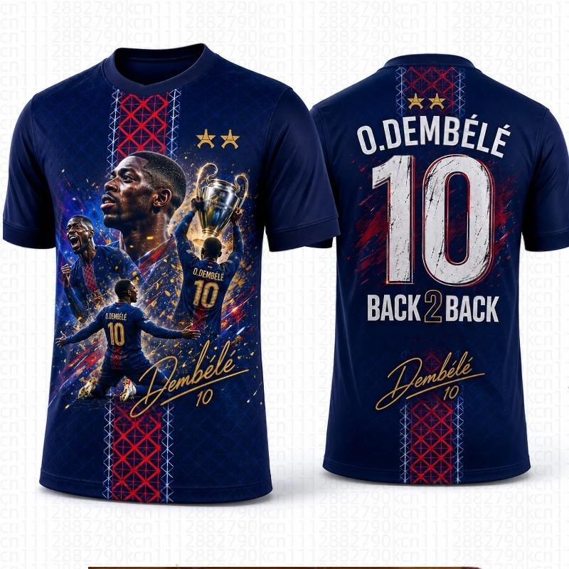 2026 Summer Oversized Soccer Commemorative T-shirt 3D All Over Trophy Print Breathable Quick Dry Short Sleeve Jersey