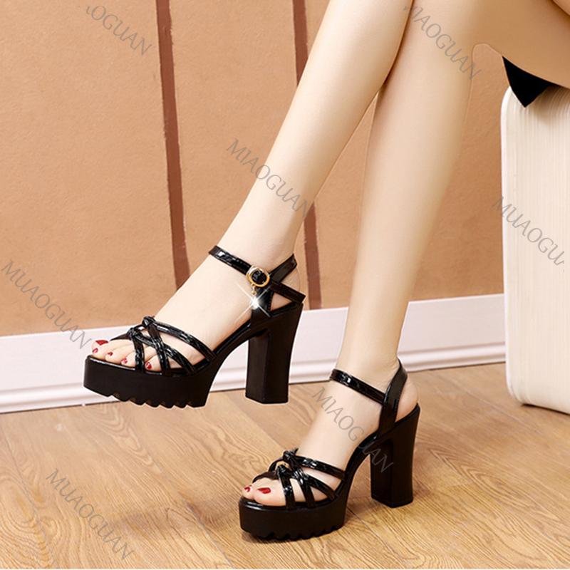 Fashion New High-heeled Sandals Summer Shoes for Women Platform Soft Leather Comfortable Heightening Women's Shoes Party Sandales Femmes
