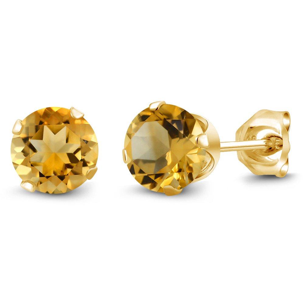 Gem Stone King 0.9 Carat Natural Citrine Earrings for Women, 925 Sterling Silver, 18K Yellow Gold, Hypoallergenic, November Birthstone, Birthday Gift
