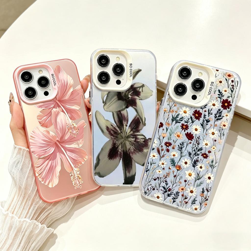 Case Cover For Realme 16 15 14 Pro 12 11 Plus C75 C53 C55 C35 C15 C12 5 5S 5I 6I Pretty Flowers Matte Shell Laser IMD