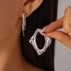 Metallic irregular geometric rhombus silver needle earrings niche high-end personalized simple earrings women