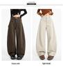 Women's Coffee Wide-Leg Jeans: Curved Cut, 2025 Fall/Winter, Loose, Slimming, Versatile, Floor-Length.