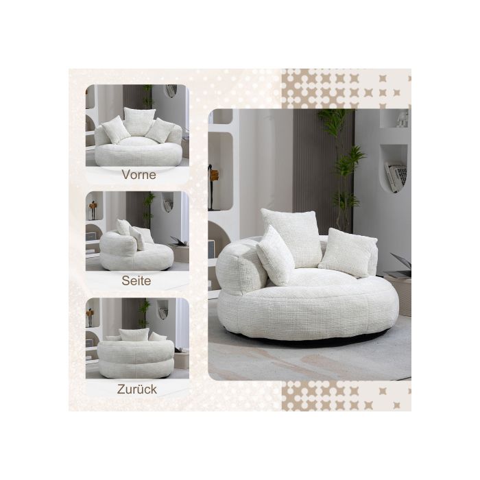 Canapé Futon - MUVOE - Inclinable - Chenille Beige - Dossier Haut - Confortable Et Durable
