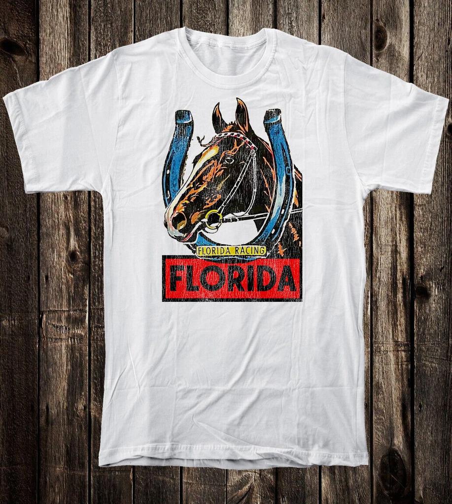 Retro Reise T-Shirt Vtg Kunst Touristensouvenir Bundesstaat Florida Pferderennen