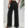 New Women's Solid Color Floor-Length Wide Leg Pants, Elastic Waist with Drawstring, Casual Versatile Trousers for Spring Summer