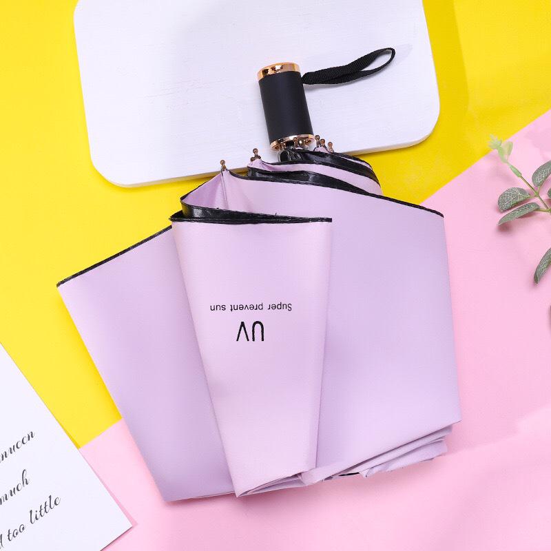 UV Protection Automatic Three-Fold Black Umbrella with Custom Logo for Men and Women