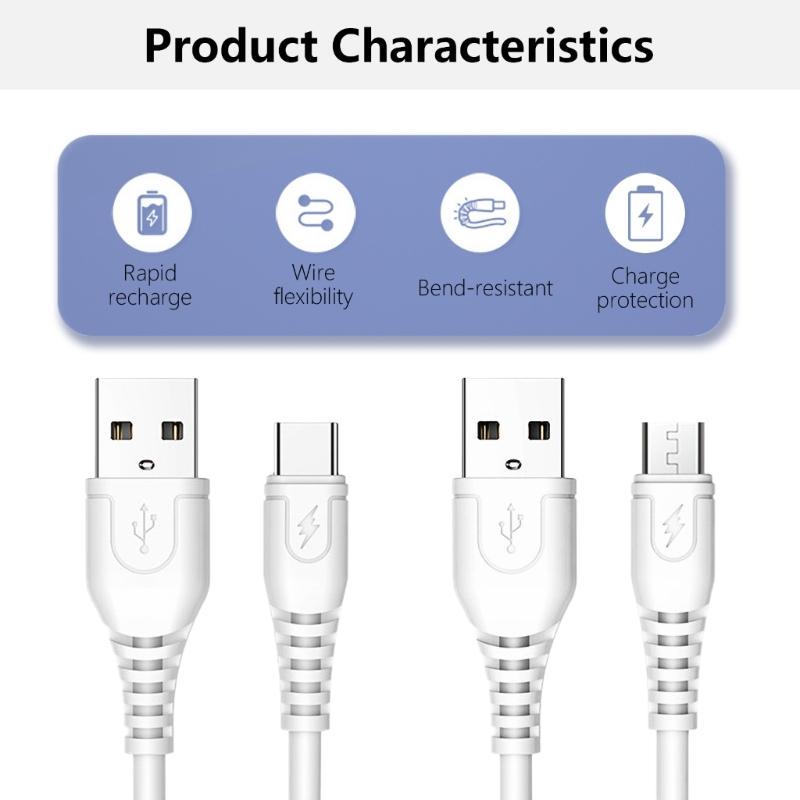 USB Charging Cable Quick Charging Data Cord Male USB2.0 to USB 5Pin/Type C Connector Wire Line for Phones Tablets
