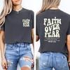Womens Faith Over Fear Christian Shirt Christian Faith Tshirt Jesus Bible Verse Tee Tops Church Lover Gift Religious Faith Tee