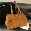 Vintage Suede Tote Bag for Women Large Capacity Casual Shoulder Bag Retro Cross Quilting Soft Hobo Handbag for Daily Commute Work Shopping Travel