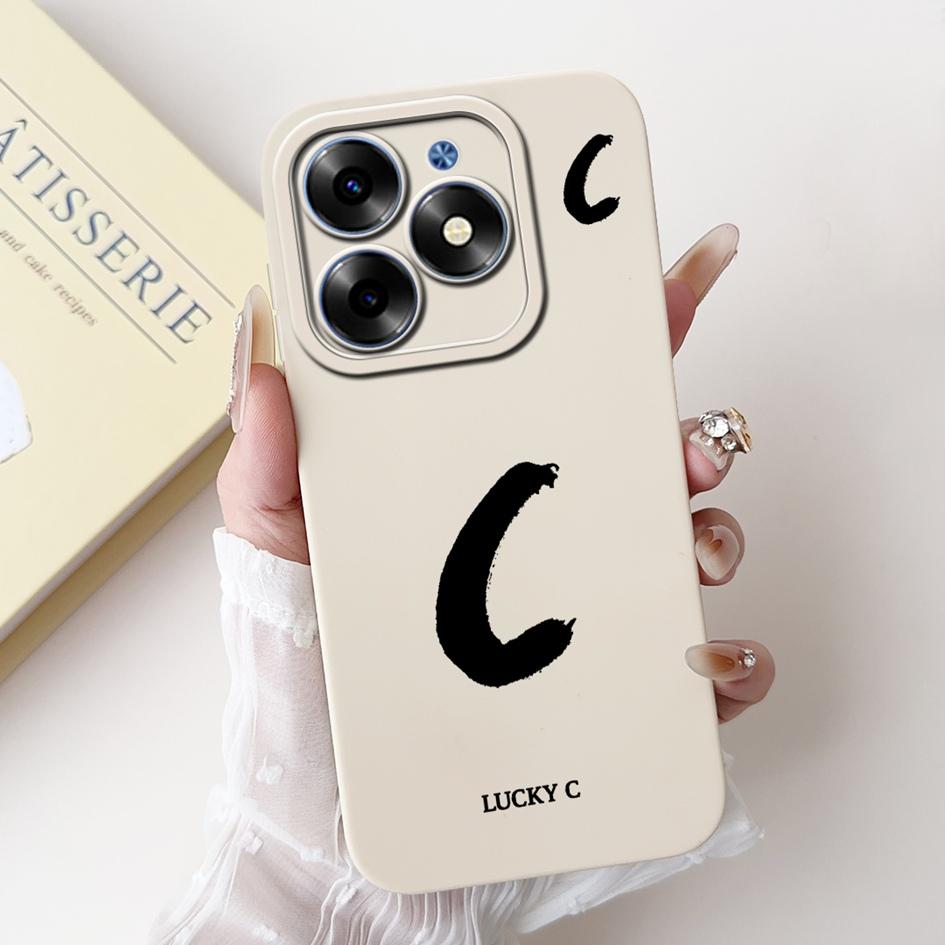 For Tecno Spark Go 2024 Case BG6 BG6i Pop 8 Simple A Z Letters Silicone Camera Protection Funda On Tecno Spark 20 20C Back Cover