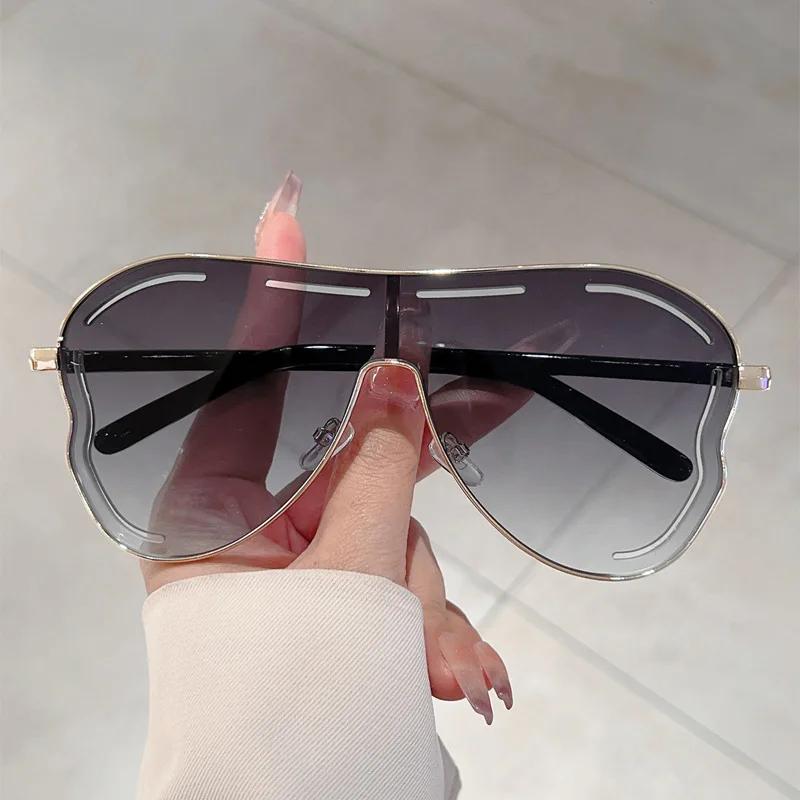 Oversized Shield One-Piece Punk Sunglasses Women  Luxury  Square Sun Glasses for Ladies Metal Big Frame Eyewear UV400